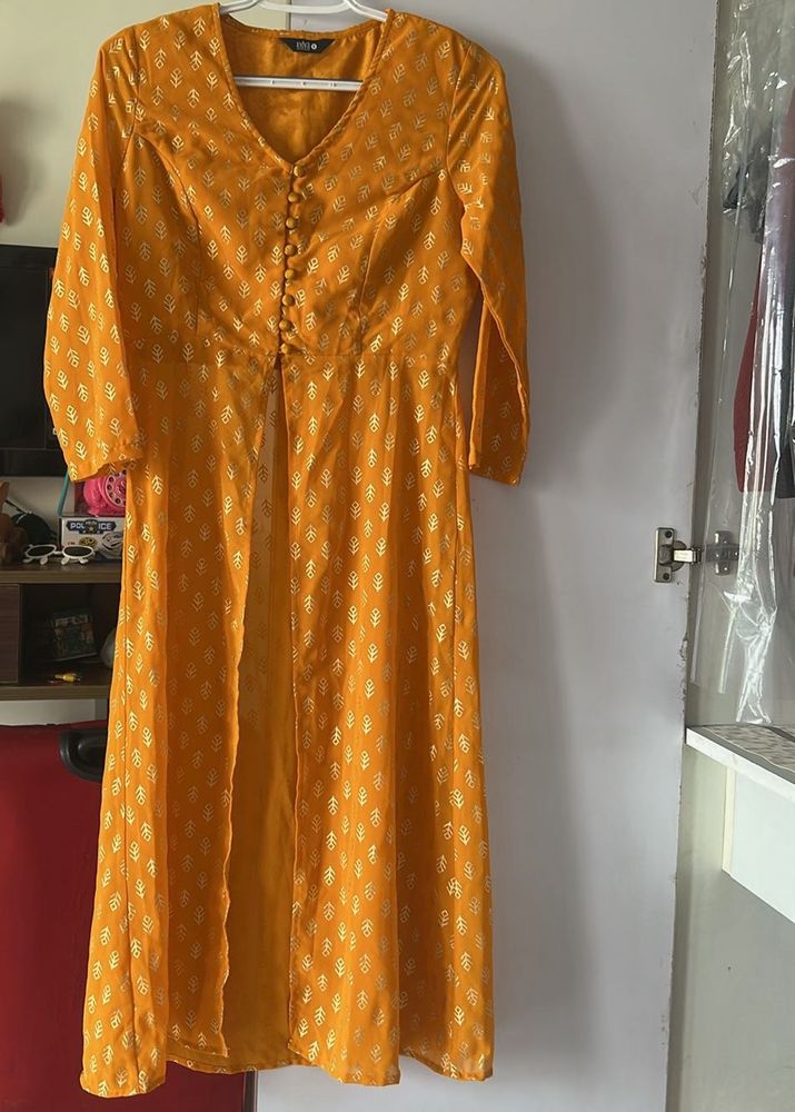 Golden Motifs Mustard Kurta