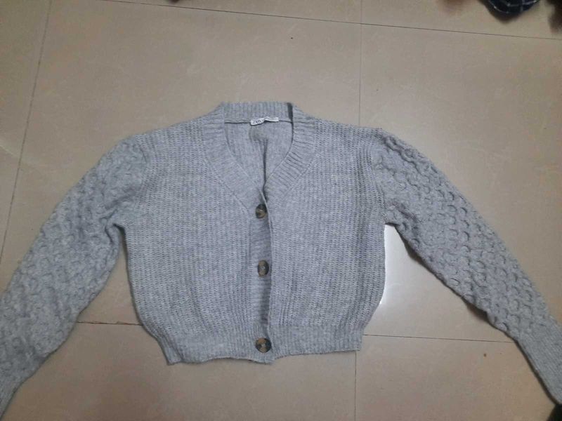 Gray Knit Cardigan