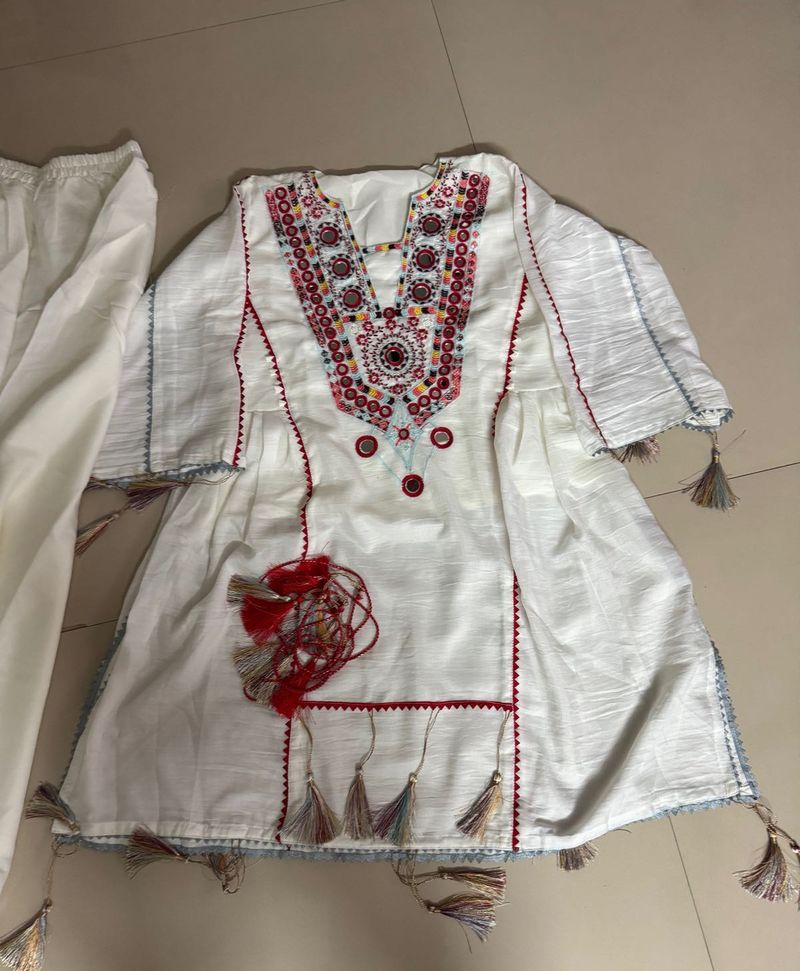 Kashmiri White Dress