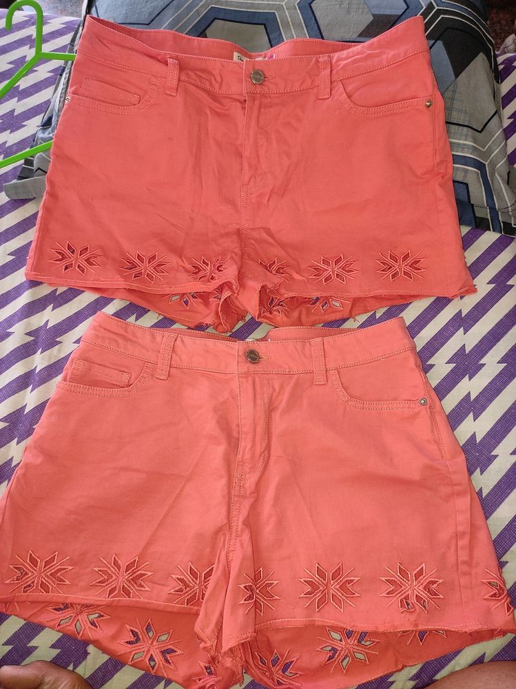DJ &amp; C, TWO ORANGE SHORTS sizes:- 30 And 32 Inches