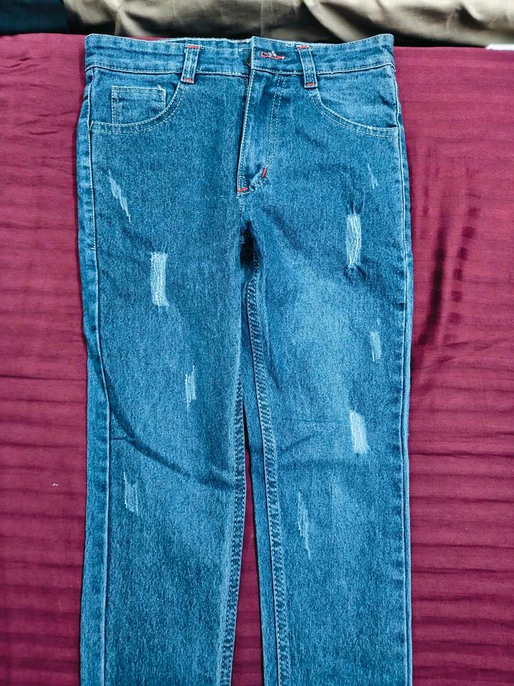 Navy Blue Fitted Jeans