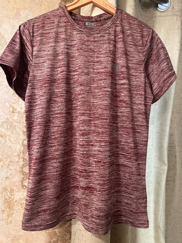 Maroon Patterned Workout T-Shirt,Bust-36Strechable