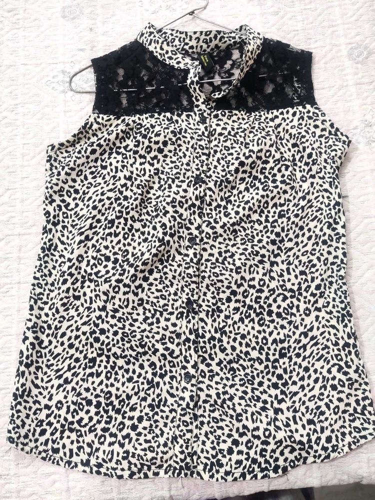 Leopard Print Lace Top