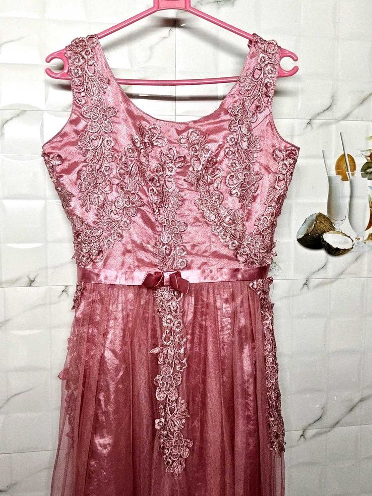 Gown Peach Colour Bride Dress FreeUp