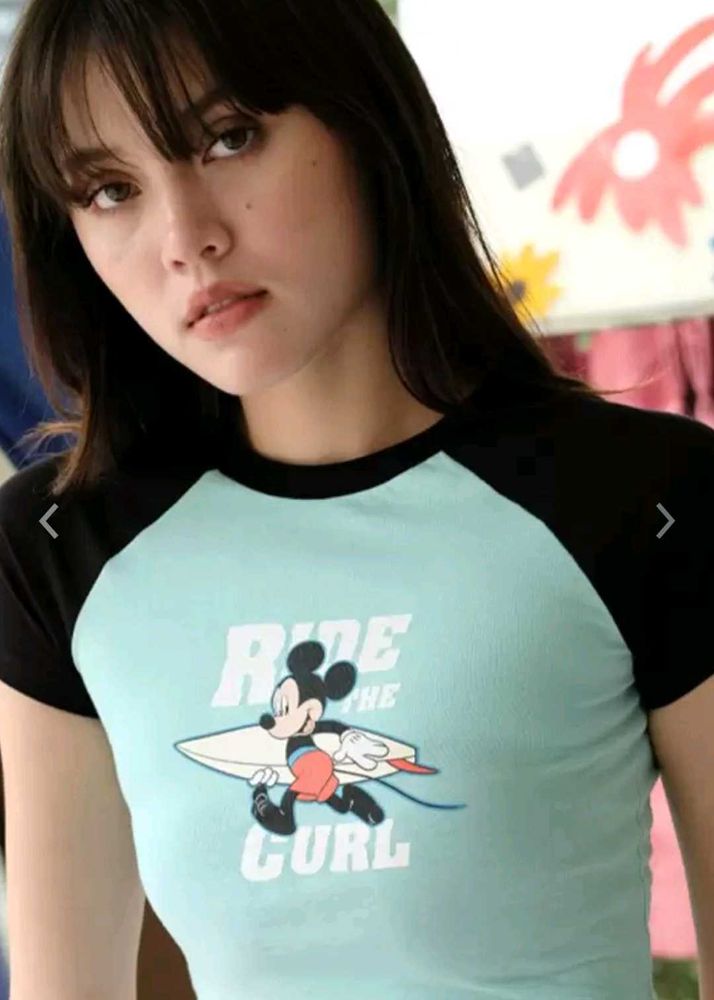 Bonkers Corner Micky Mouse Printed Crop Top