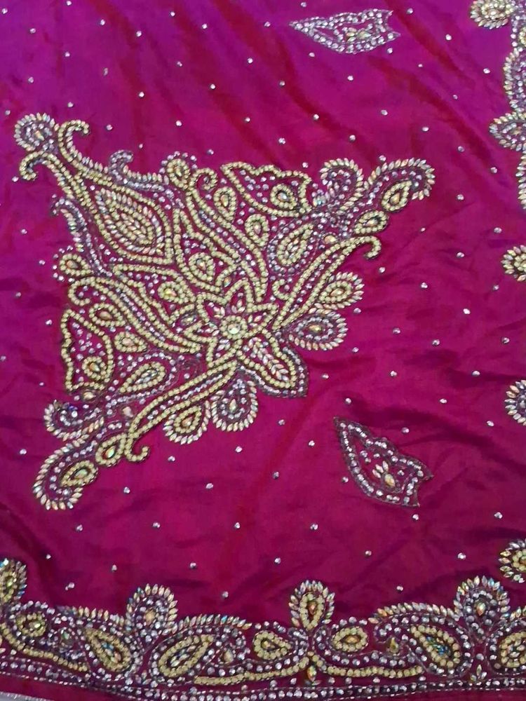 It Is Shimmer Rani Pink Double Shade Work Saree