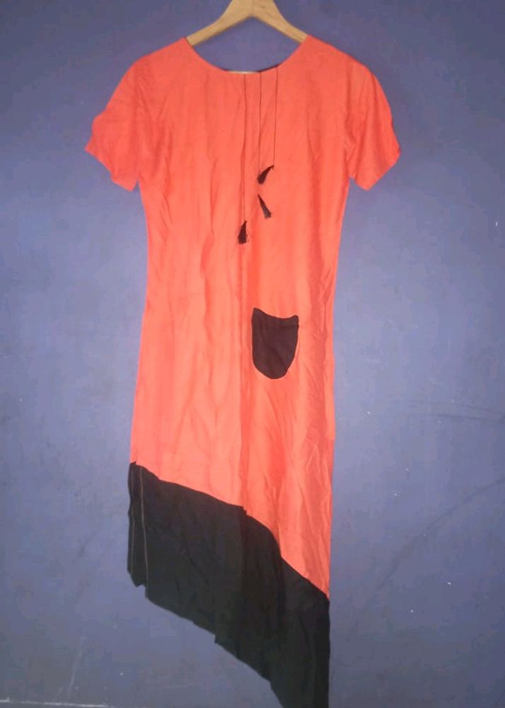 Orange &amp; Black Asymmetrical Dress