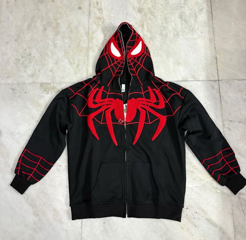 NEWME ZIP UP SPIDERMAN BLACK HOODIE M(38)