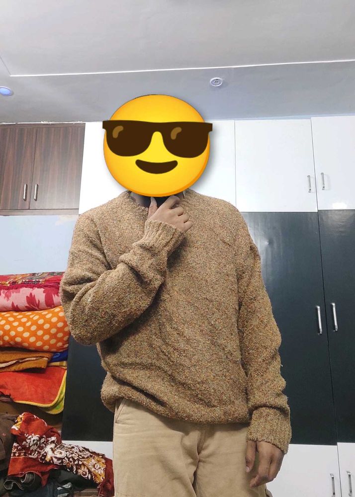Korean Oversized Brown Pullover Sweater