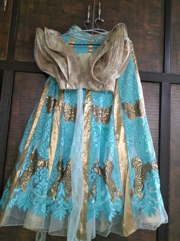 Turquoise &amp; Gold Lehenga