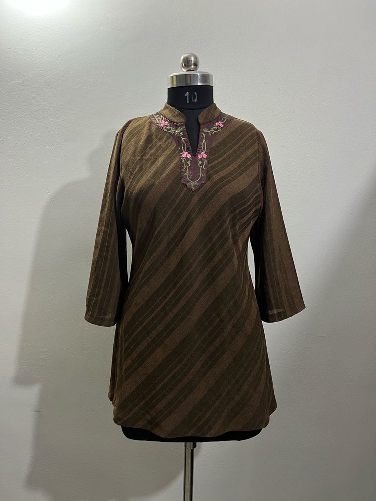Embroidered Brown Kurta