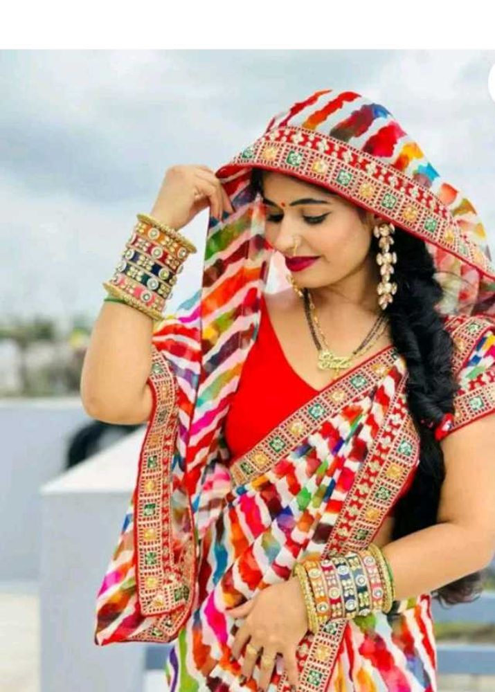 Colorful Striped Saree Karva Chauth Special