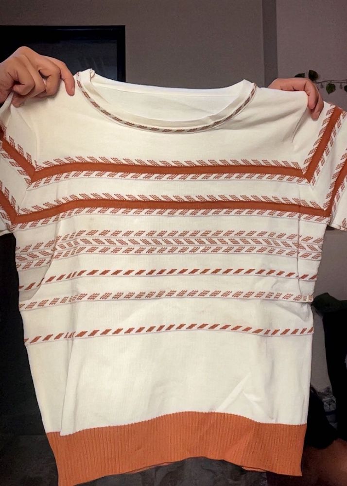 Retro Striped Knit Top