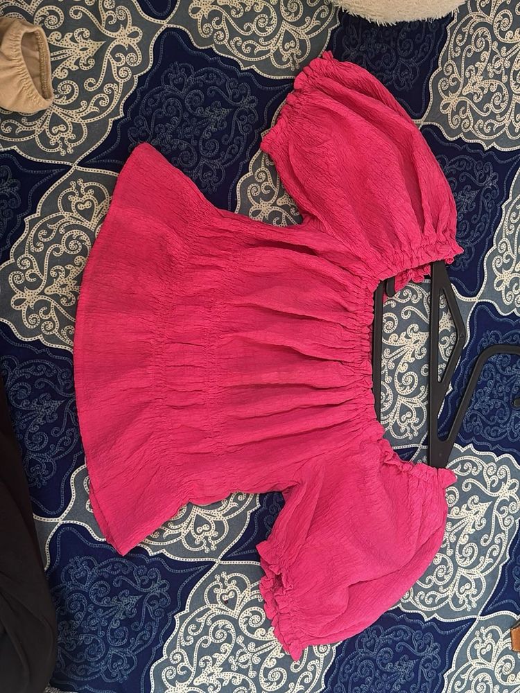 Hot Pink Off-Shoulder Top
