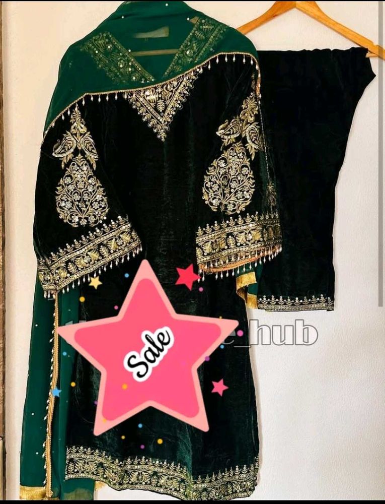 Heavy Party Wear Green Dress💚