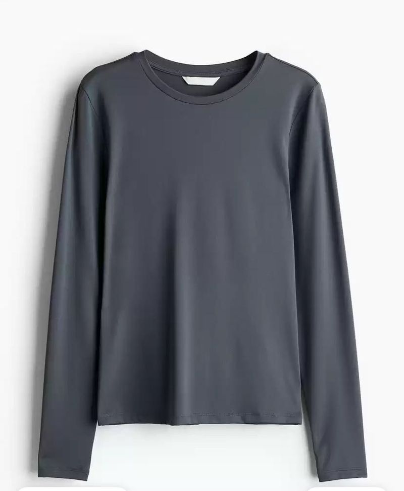 H&amp;M Grey Ribbed Top
