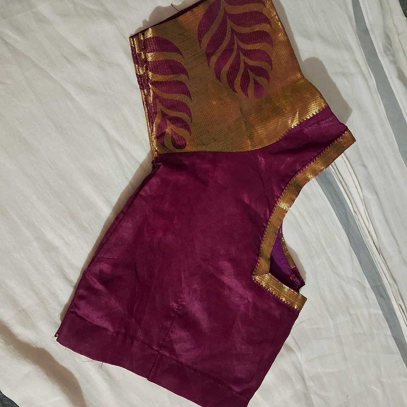Burgundy &amp; Gold Sari Blouse