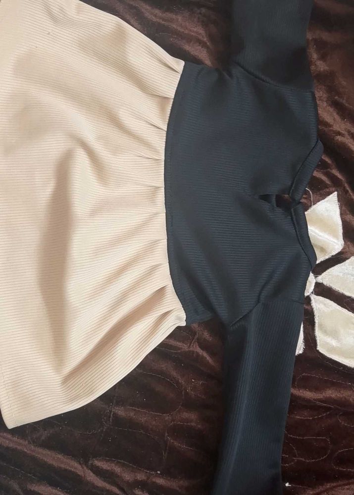 Stylish Two-Tone Mini Dress