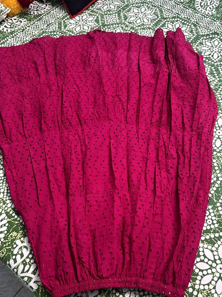 Pink Cutout Cotton skirt