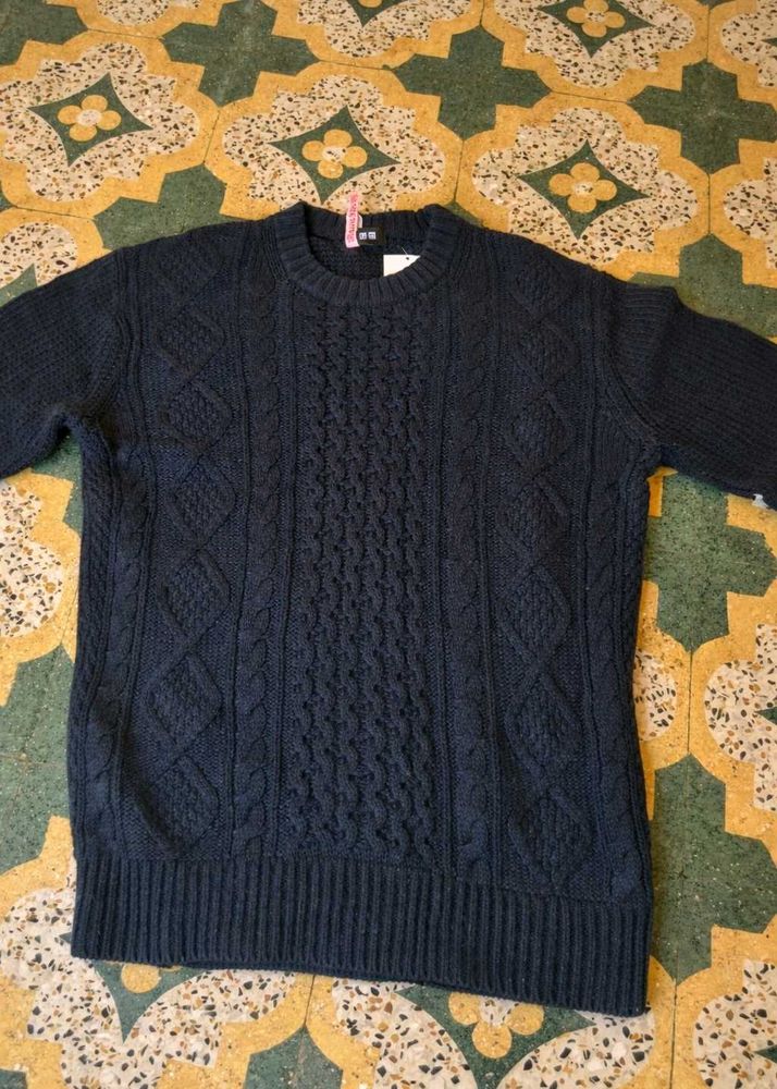 Navy Blue Cable Knit Sweater