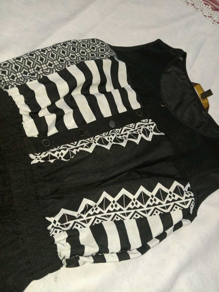 Patterned Black Dress