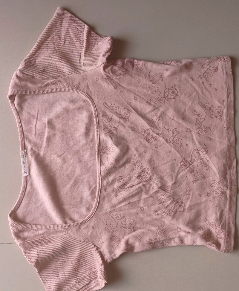 Women Unicorn Print Crop Top