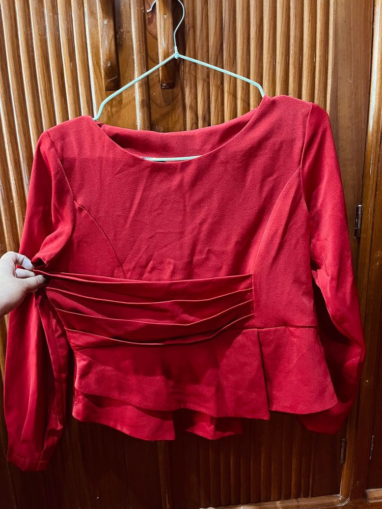 Red Peplum Blouse