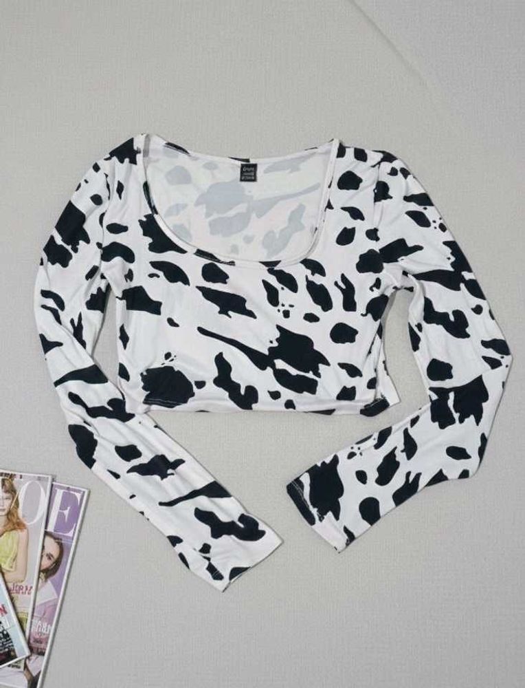 Cow Print Long Sleeve Top