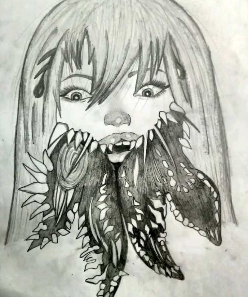 Scary Girl Sketch Drawing For Wall/Room Decoration