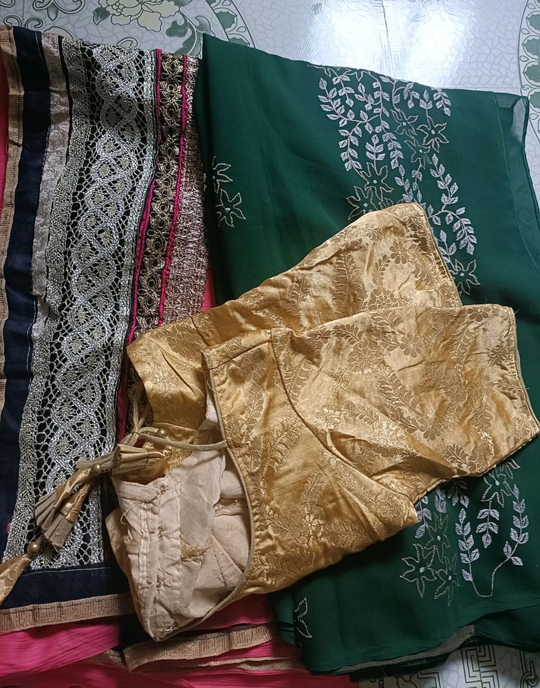 Two Sarees And One Blouse Combo Pack