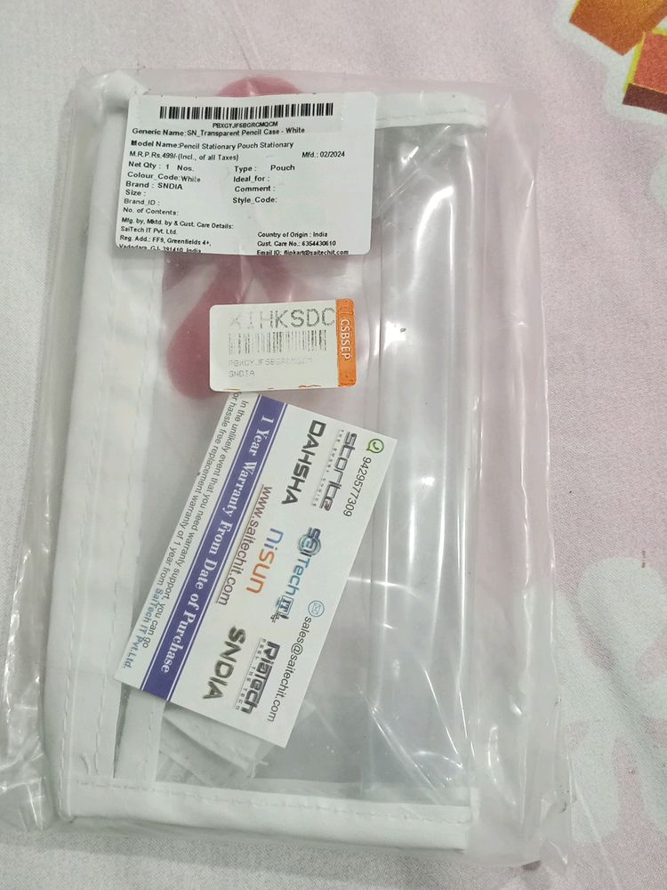 Aesthetic Korean White Transparent College Pouch