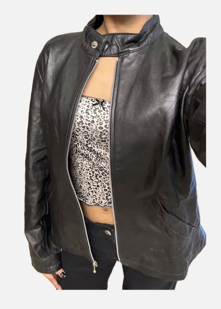 oversized leather jacket