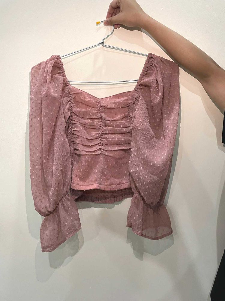 Pink Puff Sleeve Top