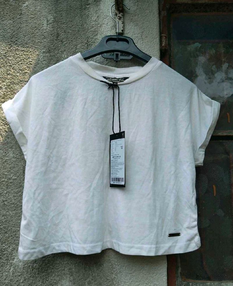 White Crop T-Shirt with Tags