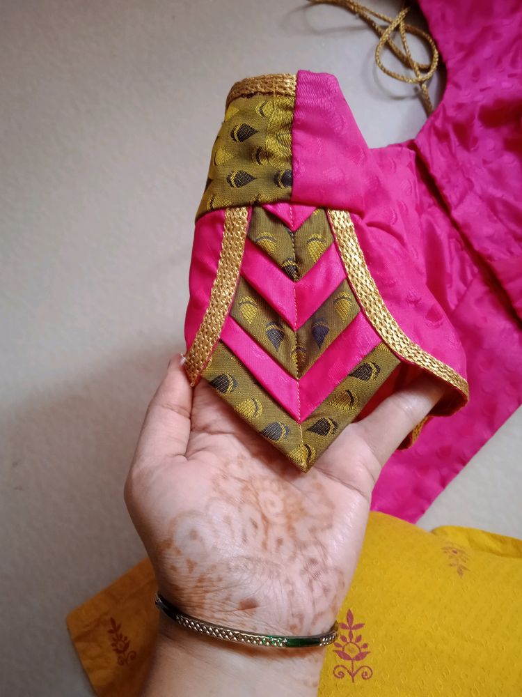 Stiched Pink Color Designer Blouse.