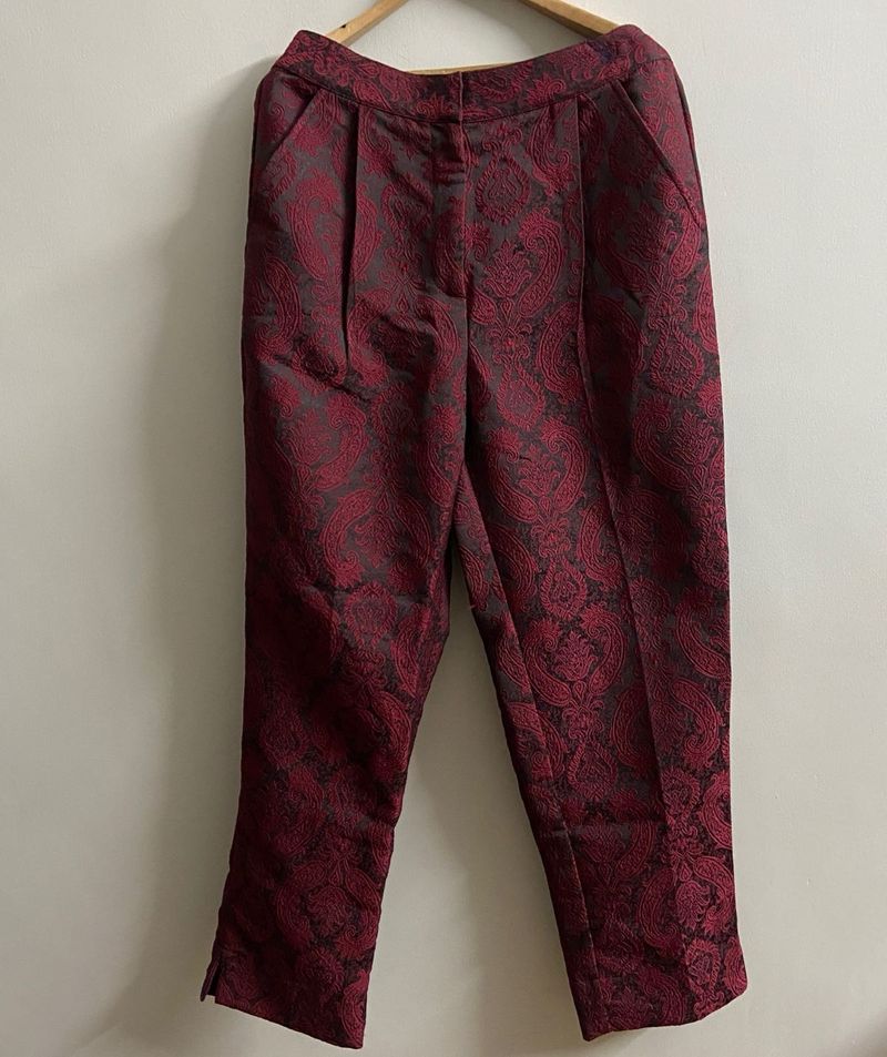Patterned Maroon Pants
