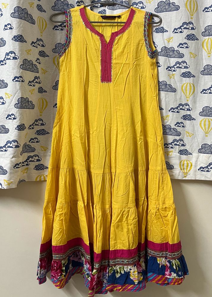 Yellow Anarkali Style Kurta