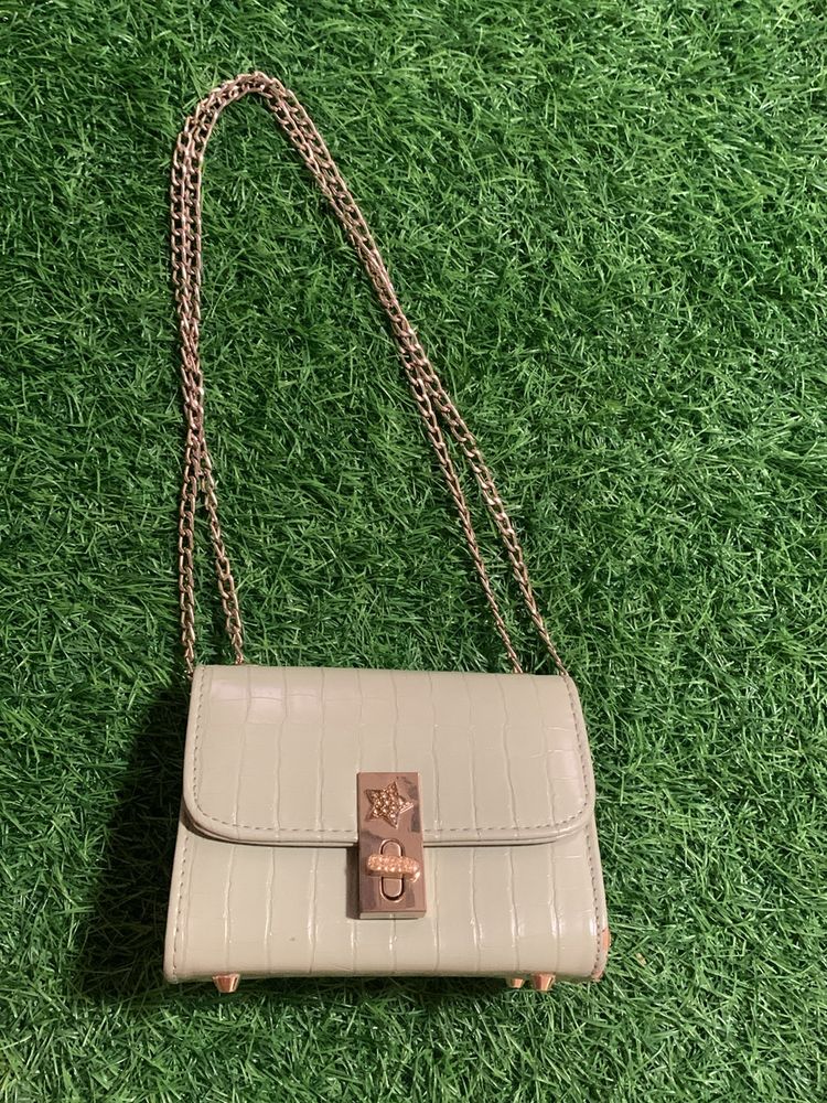 Sea Green Colour Purse With Chain Very Stylish
