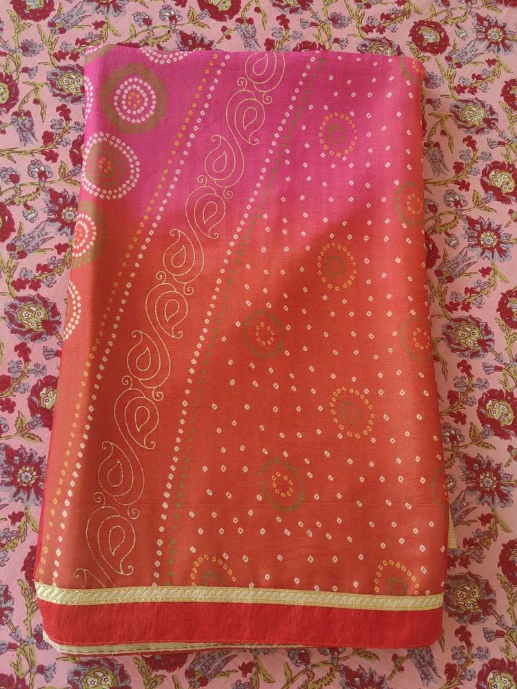 Red Bandhani Saree