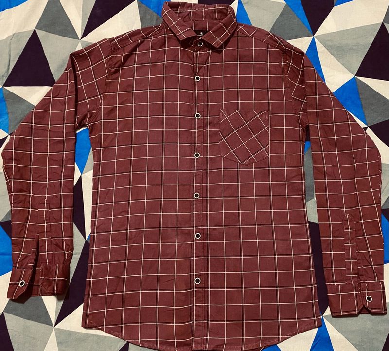 Burgundy Plaid Button-Down Shirt