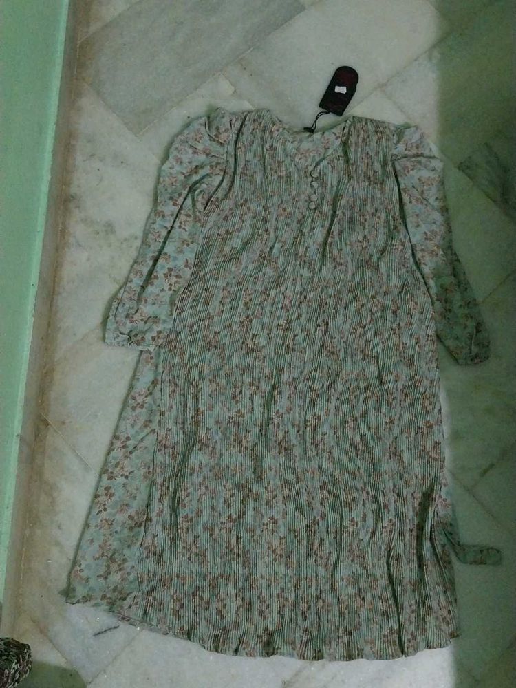 Floral Print Pleated Dress