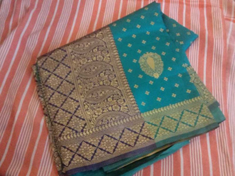 Elegant Teal Banarasi Silk Saree