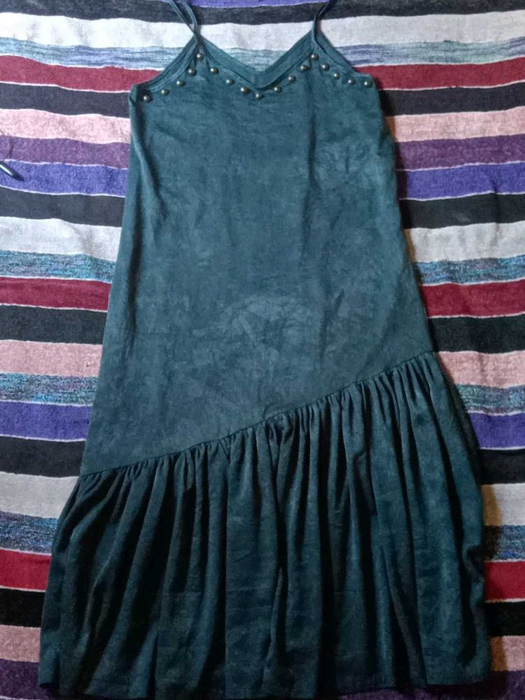 Green Dress with Studded Detail