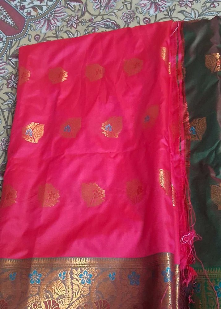 Elegant Pink Silk Saree