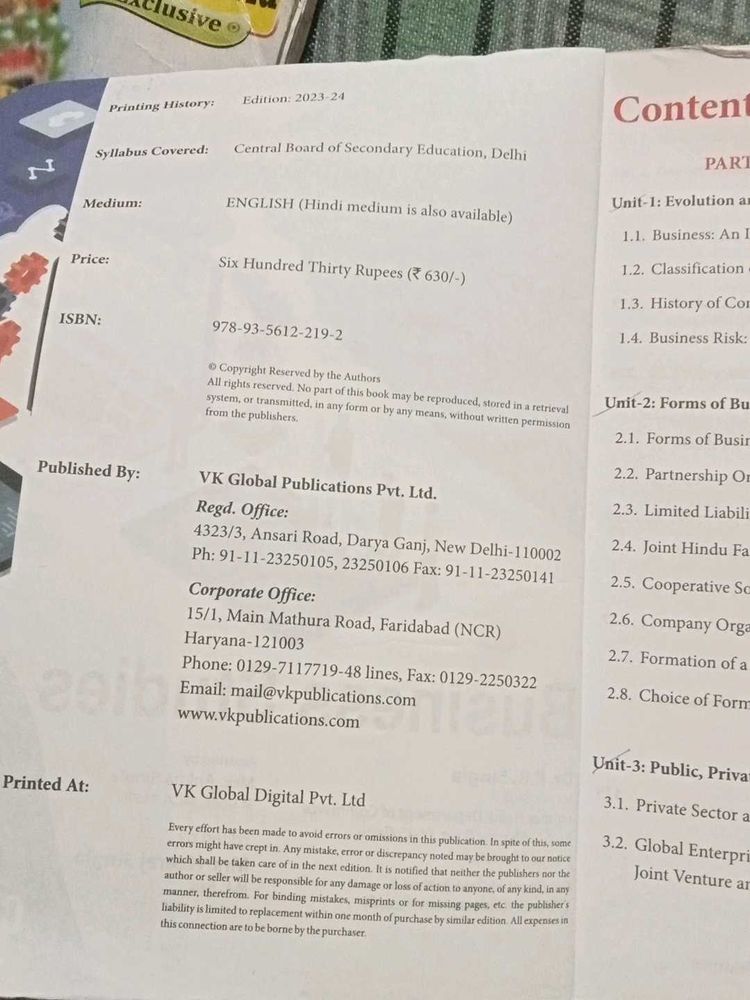 Class 11 Business Studies Of R.K Singla