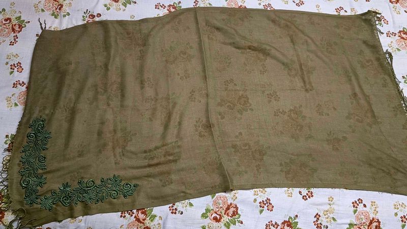 Olive Green Floral Scarf