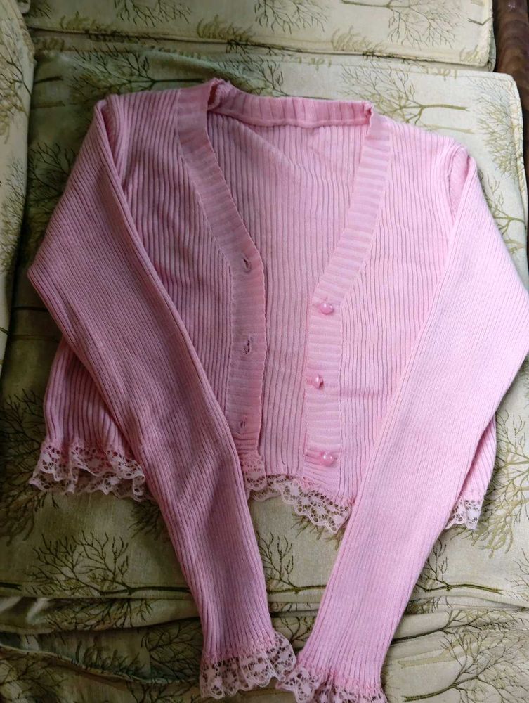 Full Sleeve Pink Cute Lace Top