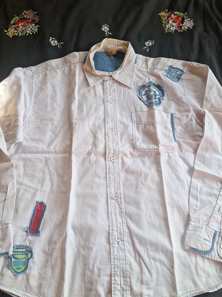 Full White Stylish Shirt 46 Size