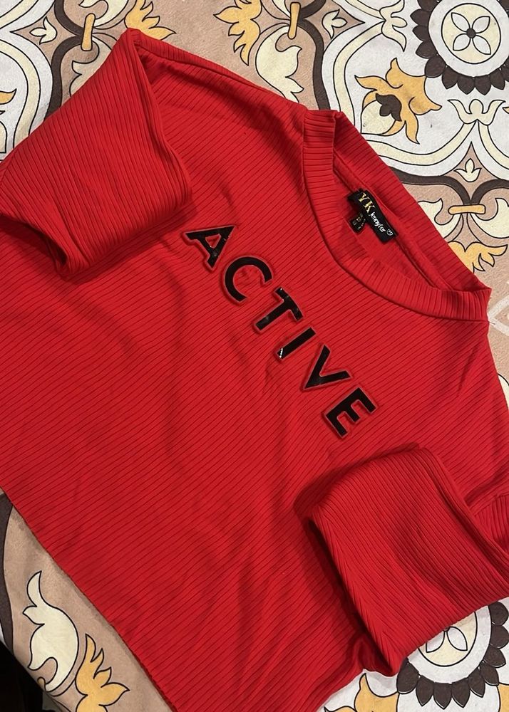 Red Active Crop Top