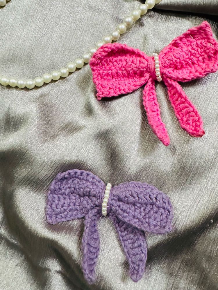 Crochet Bow Hair Clips